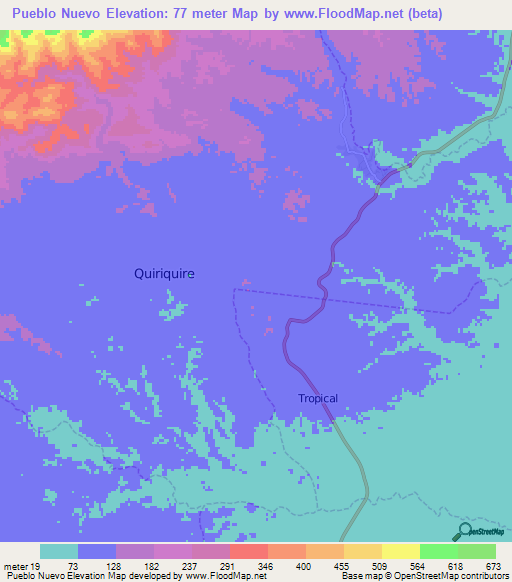 Pueblo Nuevo,Venezuela Elevation Map