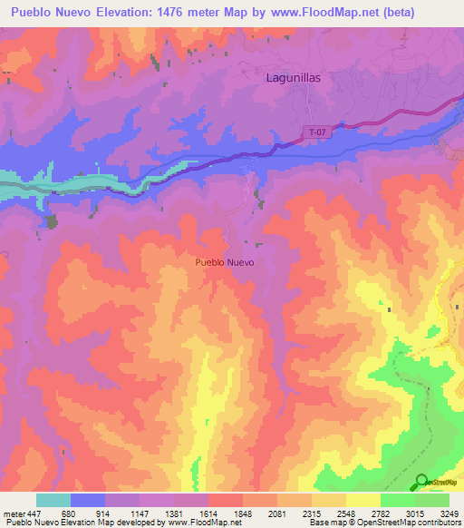 Pueblo Nuevo,Venezuela Elevation Map