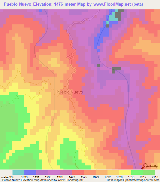 Pueblo Nuevo,Venezuela Elevation Map