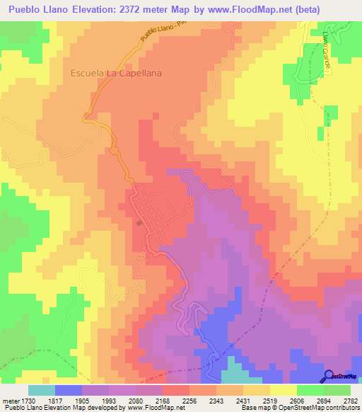 Pueblo Llano,Venezuela Elevation Map