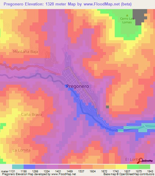 Pregonero,Venezuela Elevation Map