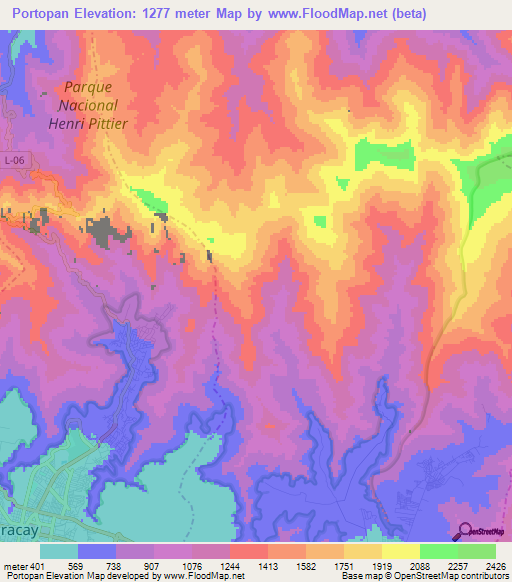 Portopan,Venezuela Elevation Map