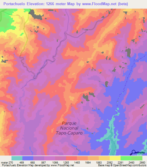 Portachuelo,Venezuela Elevation Map