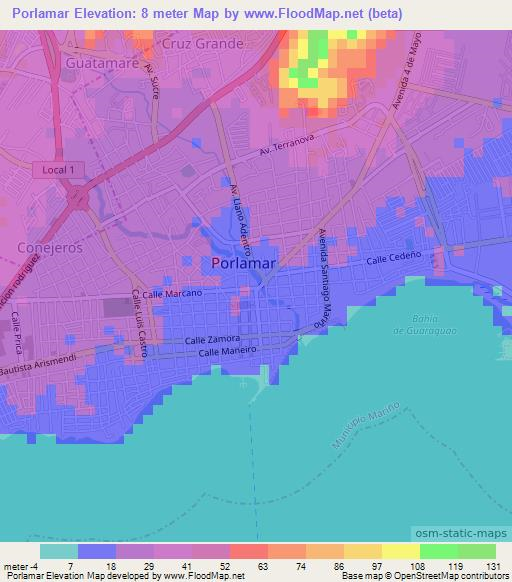 Porlamar,Venezuela Elevation Map