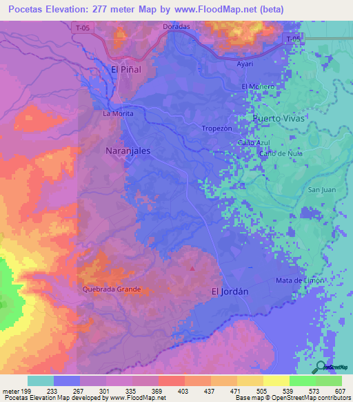 Pocetas,Venezuela Elevation Map