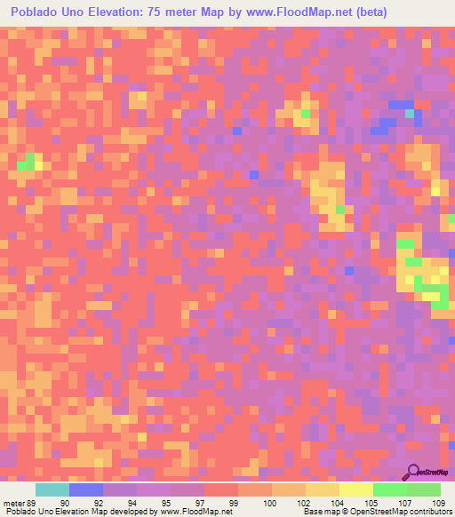 Poblado Uno,Venezuela Elevation Map