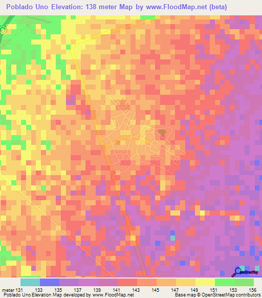 Poblado Uno,Venezuela Elevation Map