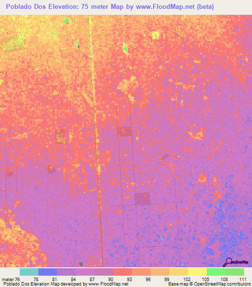 Poblado Dos,Venezuela Elevation Map