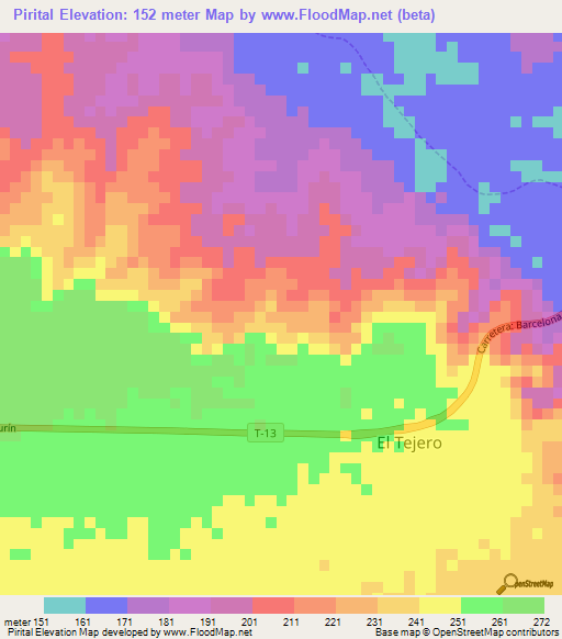 Pirital,Venezuela Elevation Map