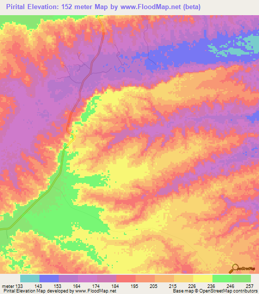 Pirital,Venezuela Elevation Map