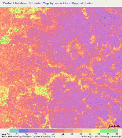 Pirital,Venezuela Elevation Map