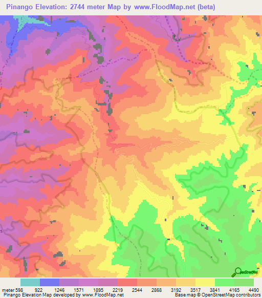 Pinango,Venezuela Elevation Map