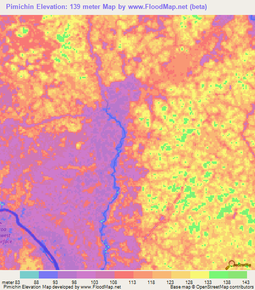 Pimichin,Venezuela Elevation Map