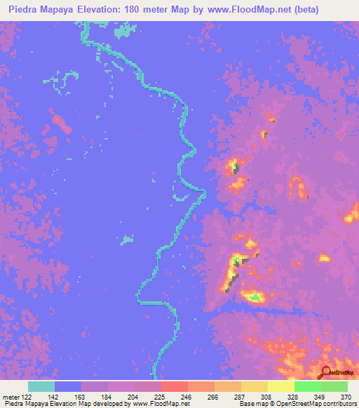 Piedra Mapaya,Venezuela Elevation Map