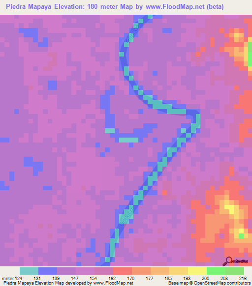 Piedra Mapaya,Venezuela Elevation Map