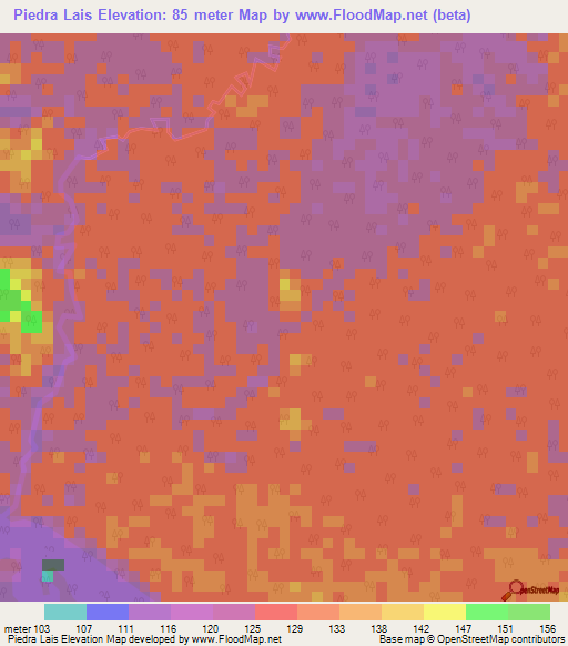 Piedra Lais,Venezuela Elevation Map