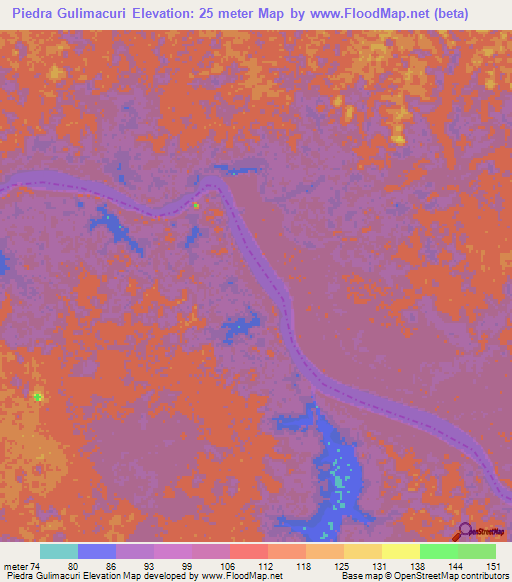 Piedra Gulimacuri,Venezuela Elevation Map