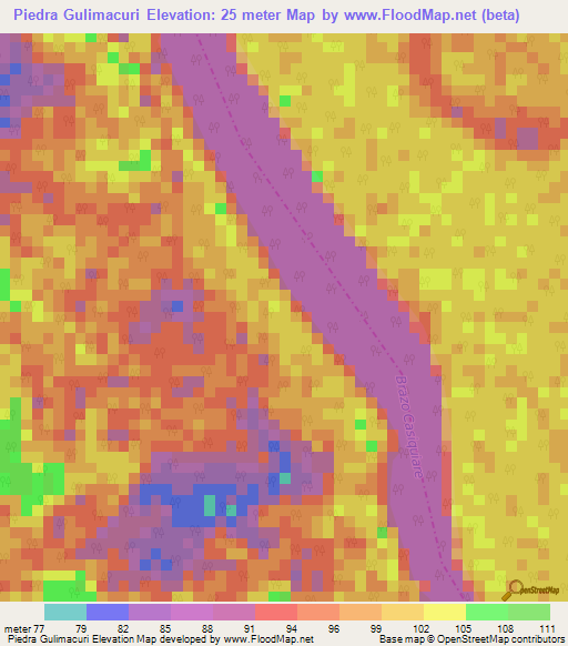 Piedra Gulimacuri,Venezuela Elevation Map