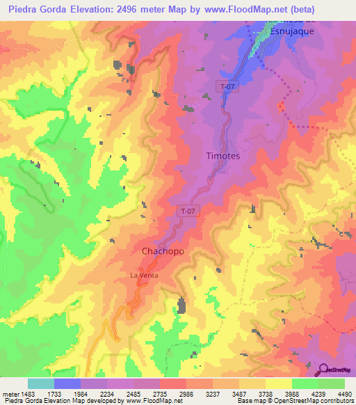 Piedra Gorda,Venezuela Elevation Map