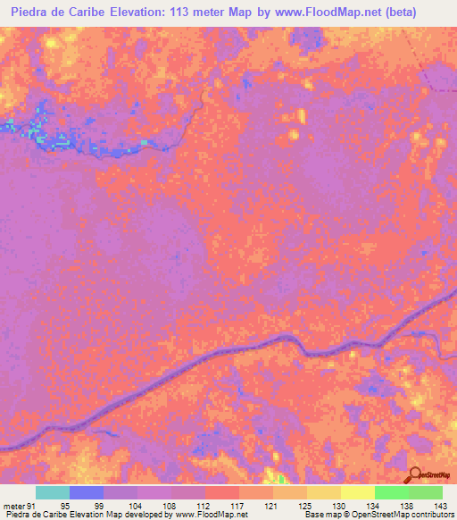 Piedra de Caribe,Venezuela Elevation Map