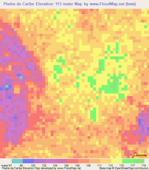Piedra de Caribe,Venezuela Elevation Map