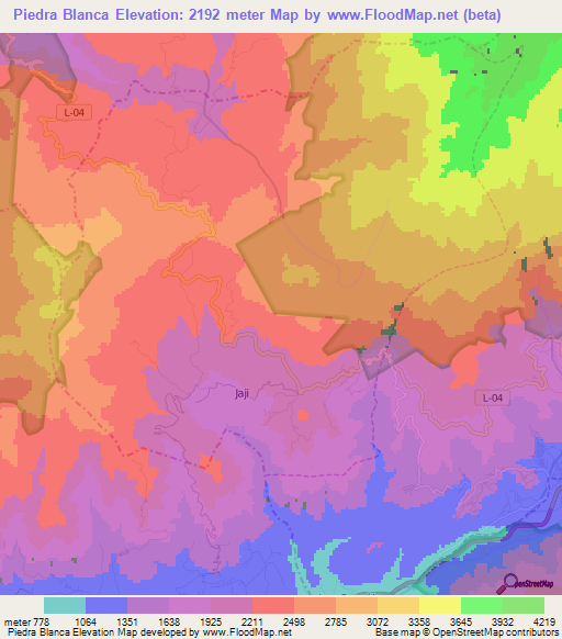 Piedra Blanca,Venezuela Elevation Map