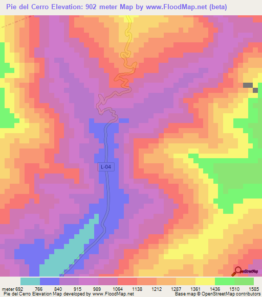Pie del Cerro,Venezuela Elevation Map