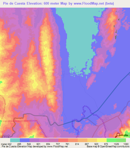 Pie de Cuesta,Venezuela Elevation Map