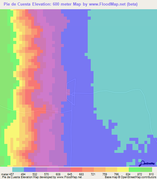 Pie de Cuesta,Venezuela Elevation Map