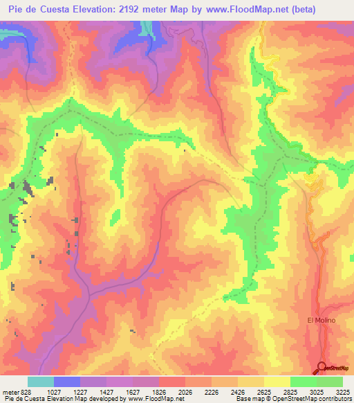 Pie de Cuesta,Venezuela Elevation Map