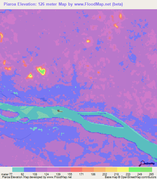 Piaroa,Venezuela Elevation Map