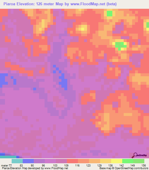 Piaroa,Venezuela Elevation Map