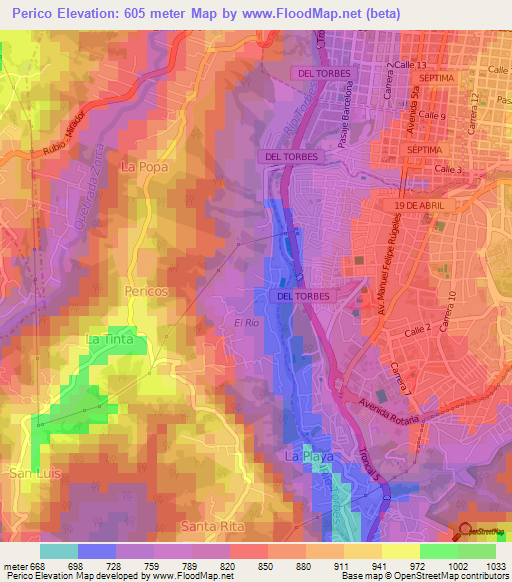 Perico,Venezuela Elevation Map