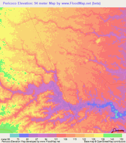 Pericoco,Venezuela Elevation Map