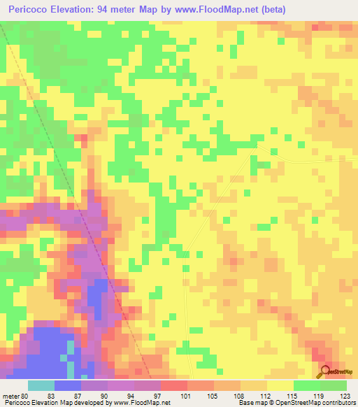 Pericoco,Venezuela Elevation Map