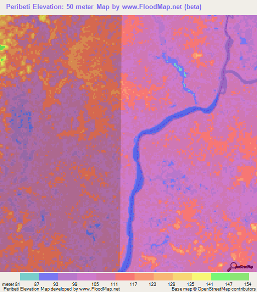 Peribeti,Venezuela Elevation Map