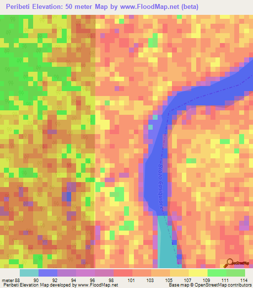Peribeti,Venezuela Elevation Map