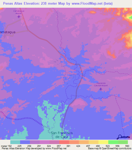 Penas Altas,Venezuela Elevation Map