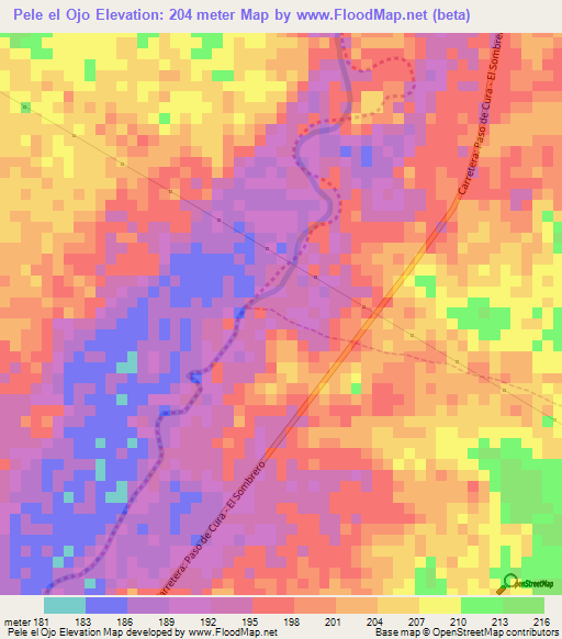 Pele el Ojo,Venezuela Elevation Map