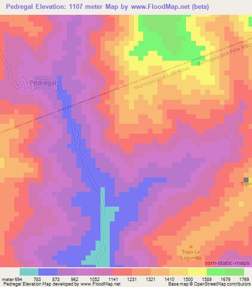 Pedregal,Venezuela Elevation Map