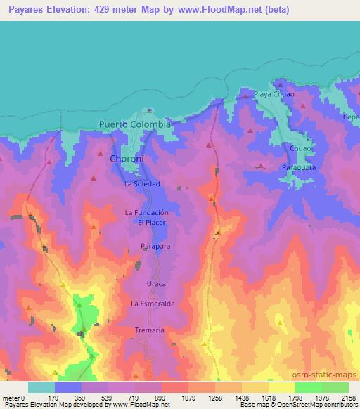 Payares,Venezuela Elevation Map