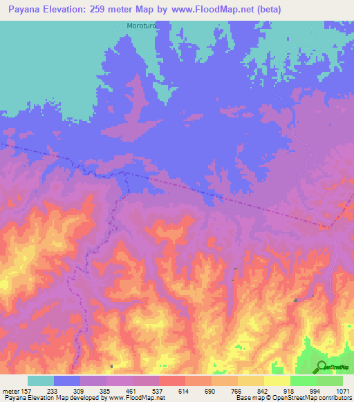 Payana,Venezuela Elevation Map