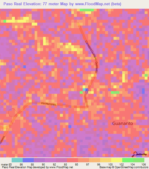 Paso Real,Venezuela Elevation Map