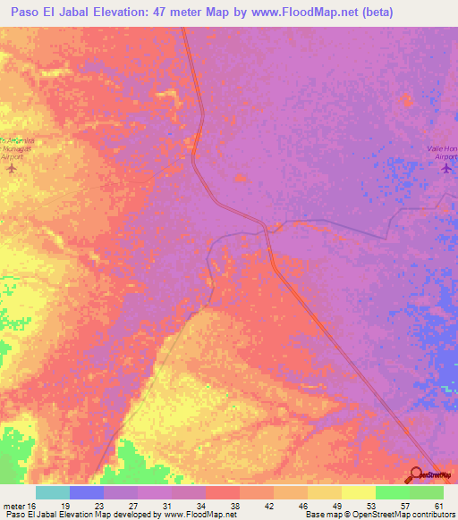 Paso El Jabal,Venezuela Elevation Map
