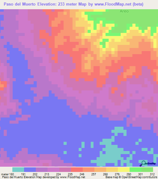 Paso del Muerto,Venezuela Elevation Map