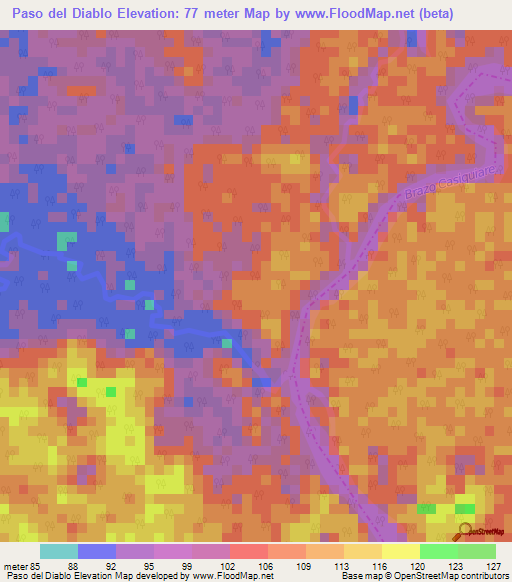 Paso del Diablo,Venezuela Elevation Map
