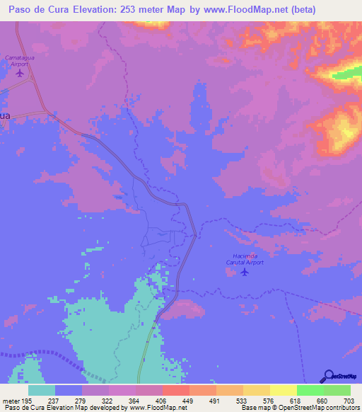Paso de Cura,Venezuela Elevation Map