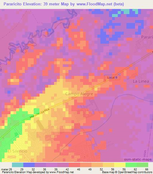 Pararicito,Venezuela Elevation Map