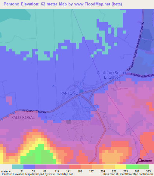 Pantono,Venezuela Elevation Map