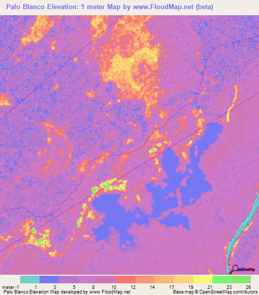 Palo Blanco,Venezuela Elevation Map